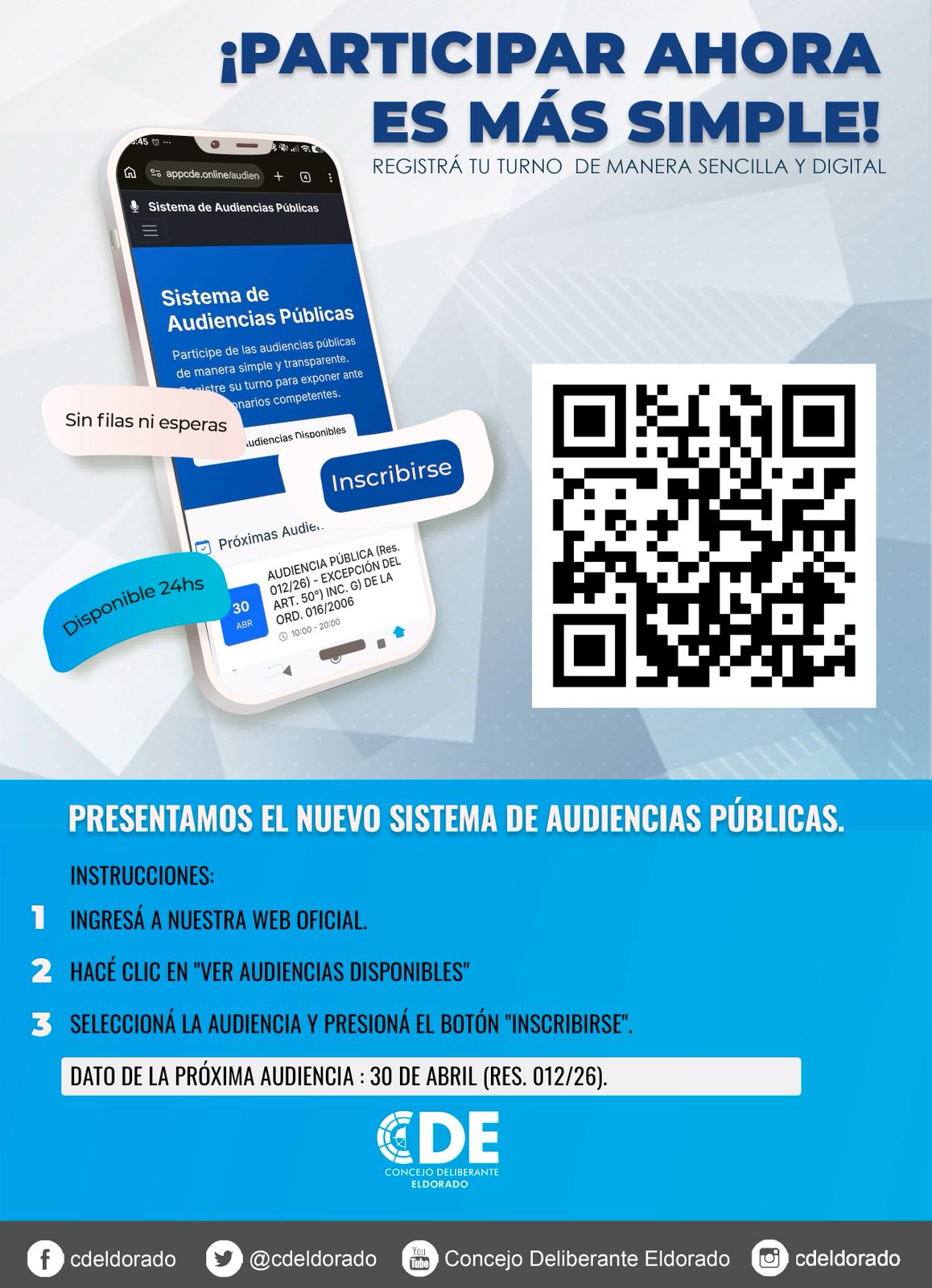 El Concejo Deliberante de Eldorado implementó un nuevo sistema digital para inscribirse a las audiencias públicas 2